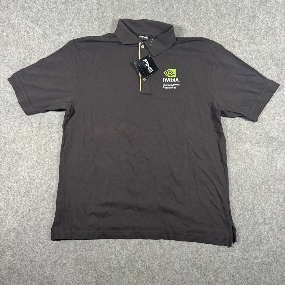 Ping NVIDIA Polo Shirt Mens Large Black Short Sleeve Engineering Corporate Tech